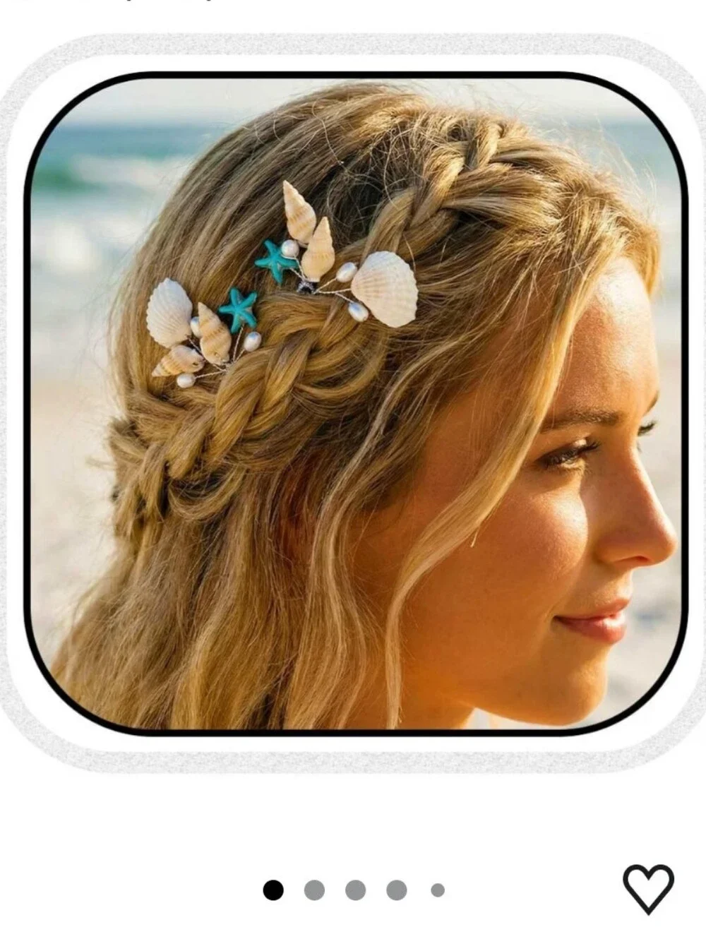 Mermaid Seashell Hair Pins - White & Turquoise Beach Bridal Hair Accessories